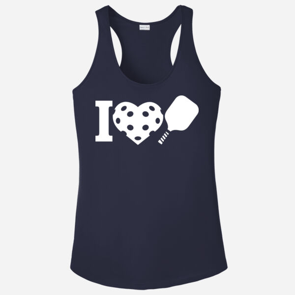 Ladies I Heart Pickleball Racerback Tank Thumbnail